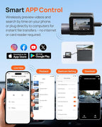 70mai Dash Cam Front and Rear - 2.5K+1080P Dual Dash Camera with HDR, Super Night Vision, F1.55 Aperture, 24H Parking Mode, B