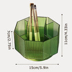 LINFIDITE 360°Rotating Makeup Organizer Holder Cosmetic Display Case Clear Makeup Brush Lip Gloss Organizer Case with 5 Slots