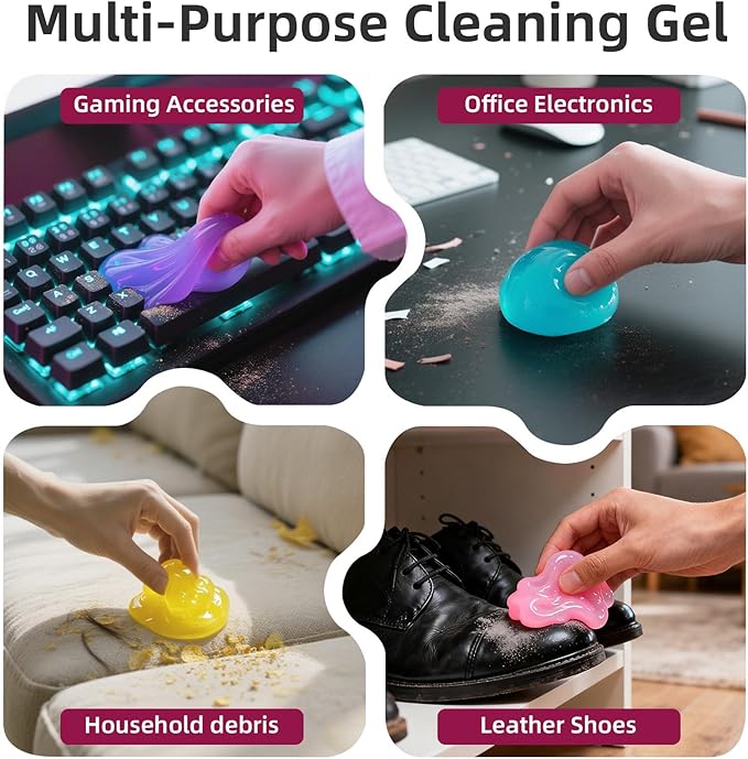 ColorCoral Car Cleaning Gel Reusable Car Clean Putty 4Pack - Universal Car Interior Cleaner Slime for Keyboard Cleaner,Cute C