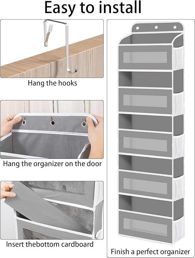 KYEVIS Over The Door Organizer, 5 Shelves Closet Door Hanging Organizer with 10 Mesh Pockets, Nursery Closet Organizer, Baby 