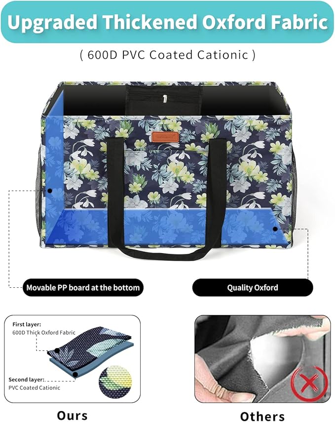 WONDAY Extra Large Reusable Grocery Bag Carrier with Handle, Thirty One Utility Tote Foldable for Shopping and Beach