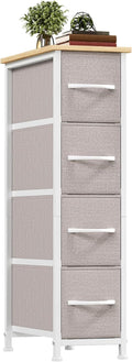 Somdot Narrow Dresser with 4 Drawers, Slim Storage Organizer Chest of Drawers with Removable Fabric Drawers for Small Spaces 