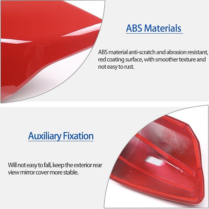 Door Rear View Mirror Cover Cap Compatible with Chevrolet Corvette C8 2020-2026, ABS Side View Mirror Cover, Auto Door Rearview Mirror Protective Trim Cap 2Pcs (Red)