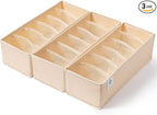 Qozary 3 Pack Sock Underwear Drawer Organizer Dividers, Collapsible Cabinet Closet Storage Boxes for Clothes, Socks, Lingerie