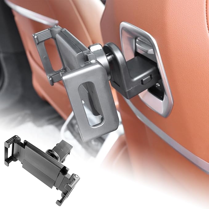 KUNGKIC for Car Headrest Tablet Holder for BMW X3 X5 X6 I20 G05 G06 G45 G60 G61 G70 Adjustable Tablet Car Mount for Back Seat Road Trip Essentials Black (Gravity clamp)