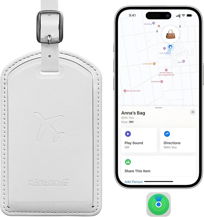 Luggage Tags Built-in Anti-Loss Tracker, Luxury Leather Luggage Tags for Suitcase, Travel Bags, Backpacks, Travel Organizer f