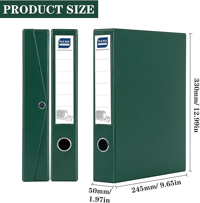 Storage File Boxes 6 Pack, Foldable File Boxes with Lid, 50mm Spine, Archives Cases with Magnetic Closure & Clip, Plastic Doc