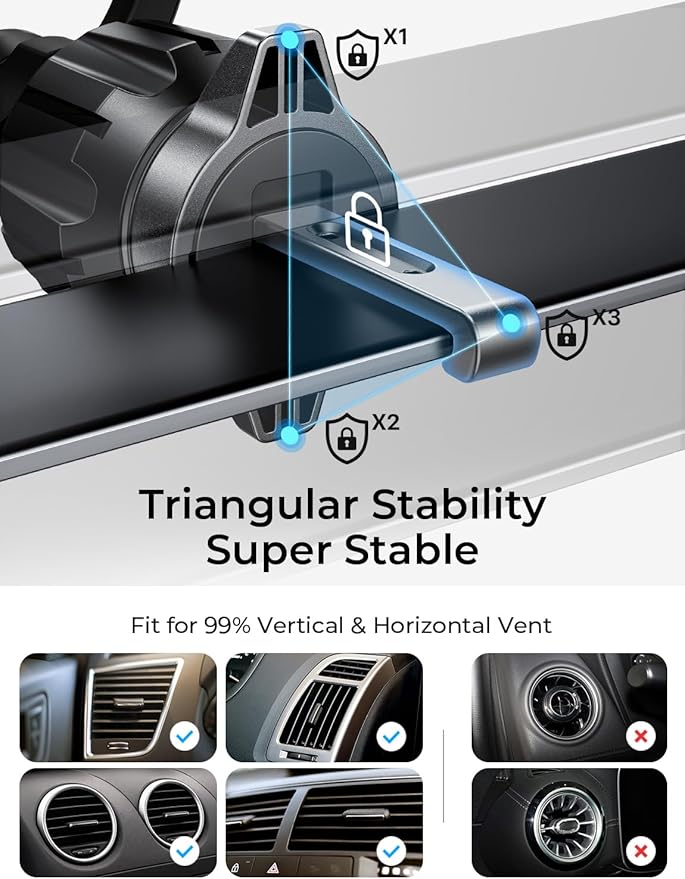 LISEN for MagSafe Car Mount, [Upgrade 2026 Ultra Magnets] Magnetic Phone Holder for Your Car Cell Phone Holder Mount for Air Vent Car Accessories for Men Women fit iPhone 17 16 15 14 13 12 Pro Max