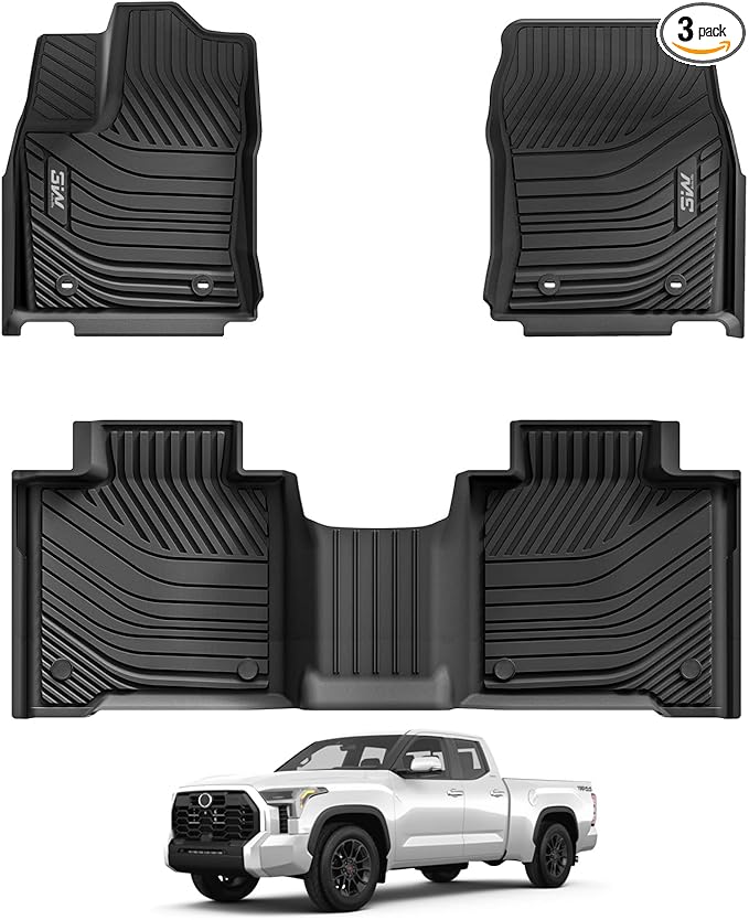 3W Floor Mats Fit 2022-2026 Toyota Tundra (Only for CrewMax Cab), TPE All Weather Custom Fit Floor Liner for Tundra SR/SR5/TRD PRO/Limited/Platinum/Castone Accessories Car Mats Easy Clean