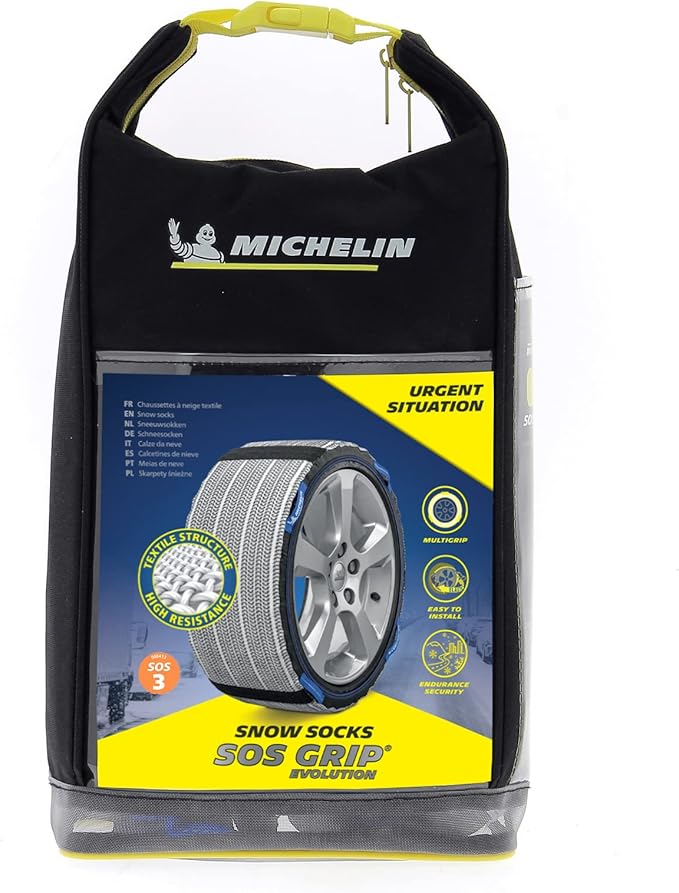 MICHELIN SOS Grip Evolution 3 Textile Snow Socks, Emergency Snow Chains for Cars, Quick and Easy Assembly, Perfect Hold on Sn