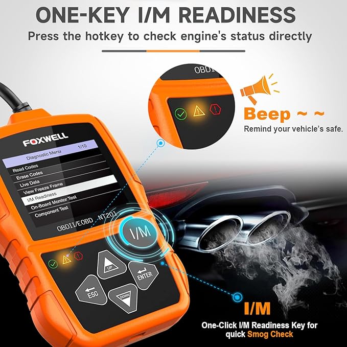 FOXWELL NT201 OBD2 Scanner Code Reader for Cars and Trucks - Reset Check Engine Light, Read and Clear Fault Codes, Live Data