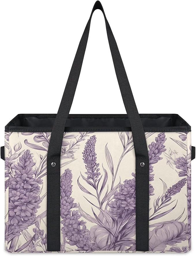 Reusable Grocery Bags Heavy Duty Shopping Bags Foldable Large Tote Bags with Long Handles & Hard Bottom