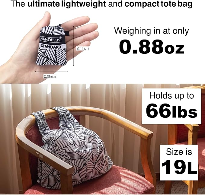 Compact Reusable Grocery Tote Bag – Lightweight, Foldable & Packable Shopping Bag for Travel