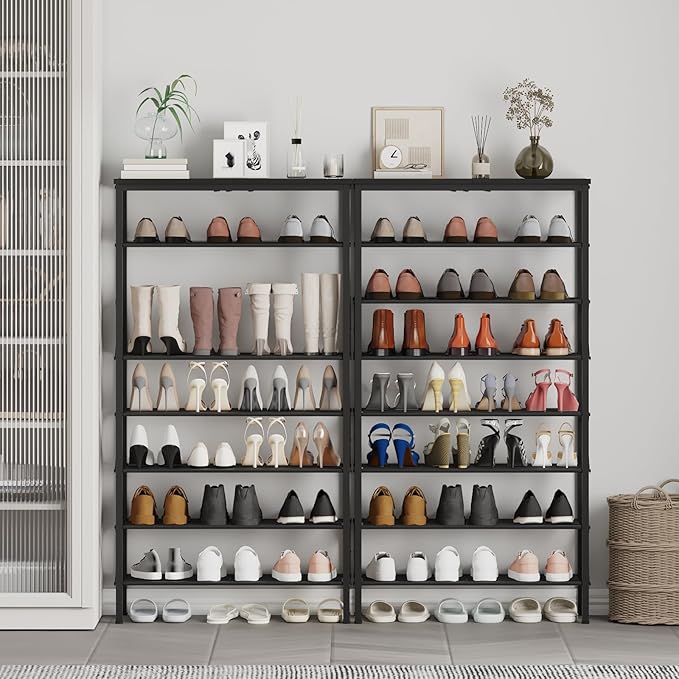 YATINEY 8 Tier Shoe Rack, Large Capacity Shoe Storage Organizer Holds 32 Pairs, Sturdy and Stable, for Entryway, Hallway, Clo