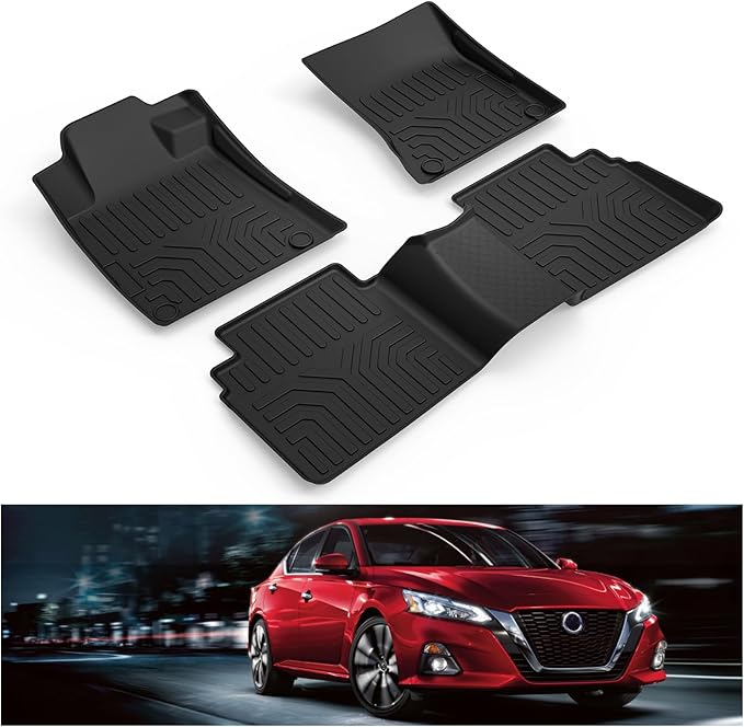 KIWI MASTER Floor Mats for 2019-2026 Nissan Altima, Custom Fit All Weather Car Mats, Heavy Duty TPE Floor Liners, Front & Rear 2 Row, Black