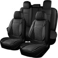 Nappa Leather Car Seat Covers Full Set, Black Car seat Protector 5 Seats, Waterproof Car Seat Cushion, Universal Automotive S