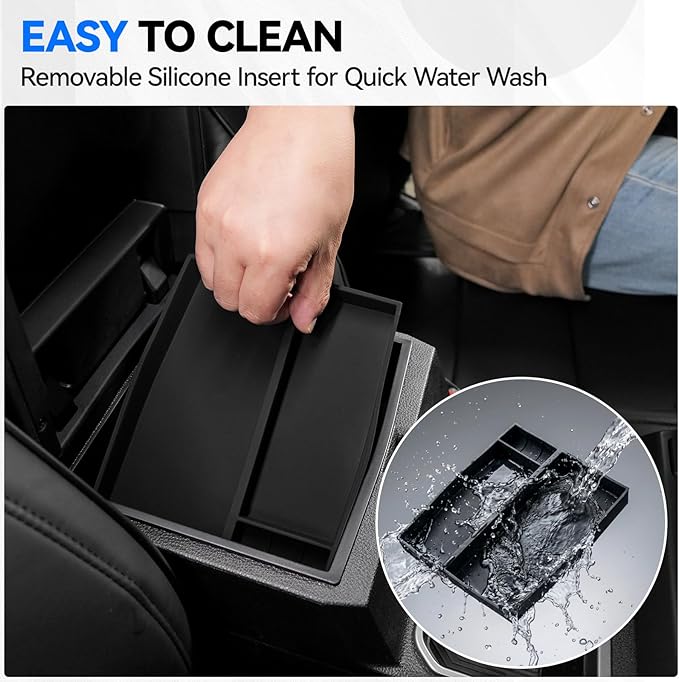 ELECFRESH 6PCS Center Console Organizer Tray for 2026 2025 2024 Toyota Tacoma Accessories, Armrest Hidden Storage Box, Rear and Console Cup Holder Glove and Armrest Storage Box with Insert Divider