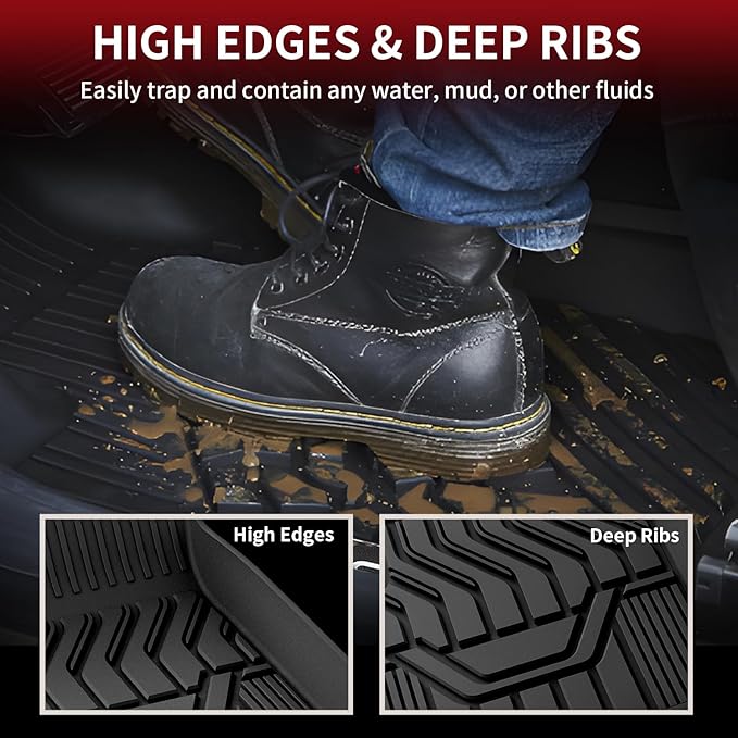 LASFIT Floor Mats & Cargo Mat for Nissan Rogue 2021-2026 (Not Fit Rogue Sport), Custom Fit All Weather TPE Floor Liners for Nissan Rogue S/SV/SL/Platinum 2021-2026 Full Set Car Mats & Trunk Mat, Black