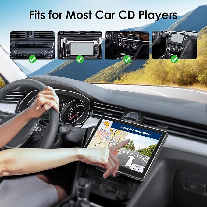 Linkstyle 2 in 1 CD Slot Tablet Car Mount, Universal 360° Rotation CD Player Car Phone Holder Car CD Tray Tablet Stand for 4.7-12.9in Devices, Black