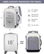 LOVEVOOK Large Travel Backpack for Women, TSA Carry on Backpack for Airplanes, 40L Personal Item Travel Bag for Women fits 17