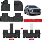 LASFIT Floor Mats & Backrest Mats & Cargo Mats for Hyundai Palisade 7/8 Seats 2025 2024 2023 2022 2021 2020, All Weather TPE Custom Fit Floor Liners for Palisade Full Set Car Mats Accessoires, Black