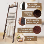 Blanket Ladder, 5-Tier Wooden Quilt Stand, Decorative Ladder Shelf, Leaning Shelf, Wall Leaning Blanket Ladder Towel Storage 