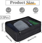 12 Pcs Packing Cubes for Suitcase Travel Luggage Bags Bulk Mesh Organizer Set for Hiking Camping Backpacking Clothes Accessor