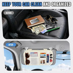 HUANLANG Car Sun Visor Organizer, Tactical Car Accessories with Zipper Storage Pouch, Glasses Clip Card Sleeve Pocket, Multi-Pocket Visor Organizer Fits Most Cars, SUVs, Trucks