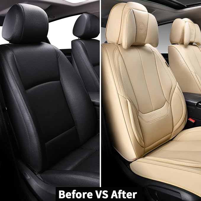 Coverado Universal Seat Covers Front, 2-Pack Universal Seat Covers for Cars, Waterproof Nappa Leather Car Seat Covers with He