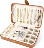 Luxury Small Travel Jewelry Box with Earring Compartments, Rectangle Jewellery Organizer Case for Women,Valentine's Day Gift 