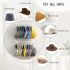 Viklluyr Hat Wall Rack Cap Organizer: Baseball Hat Racks Display Holder with 20 Hooks Modern Metal White Hats Storage Wall Mo