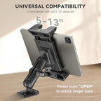 OHLPRO Car Tablet Holder - Heavy Duty Drill Base, Tablet Mount for Truck Compatible with iPad Samsung Tab 5"-13" Tablets and Phones, iPad Stand for Wall/Business/Vehicle/Desktop, etc.-4-inch Arm