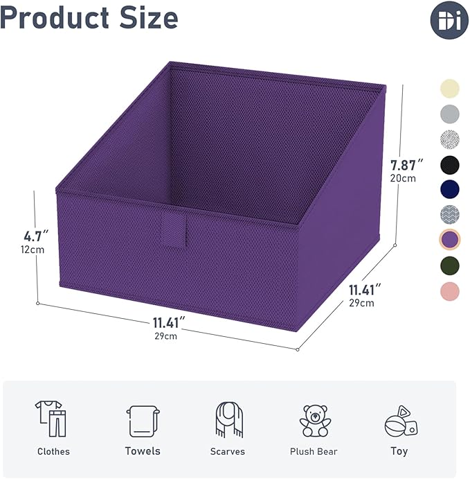 DIMJ Closet Storage Bins 8 Pack - Fabric Trapezoid Closet Organizer Bin, Foldable Storage Baskets for Shelves, Closet Shelf O