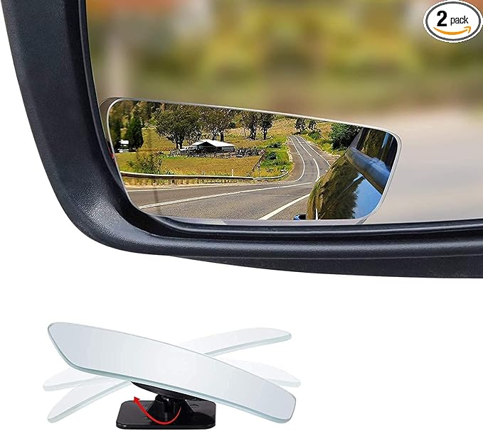 Verivue 3.5-Inch Rectangular Blind Spot Mirrors for Cars, Universal Fit, HD Convex Wide Angle, Stick-On Frameless Design, Adj