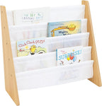 Humble Crew 4-Tier Kids Bookshelf, Natural Wood/White - Premium Book Shelf for Kids Rooms with Four Deep Pockets - Toddler Sl