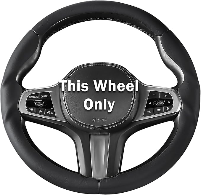 Steering Wheel Cover for BMW 3 4 Series(2021-2024) 5 Series(2020-2023) X5(2019-2020) X7(2020-2025) 328i 320i 330i 325i 528i 535i 530i M3 2 4 7 8 Series X3M X4 X6 XM M2 M4 M5 M8 Z4 i4, Black