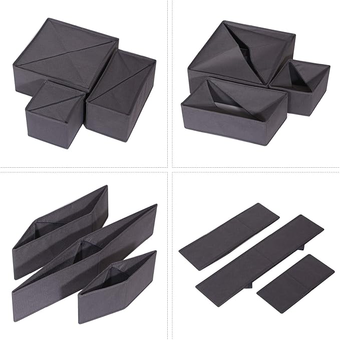 DIOMMELL 12 Pack Foldable Cloth Storage Box Closet Dresser Drawer Organizer Fabric Baskets Bins Containers Divider for Baby C