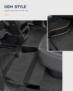 All Weather Floor Mats 2014-2018 for Chevy Silverado & GMC Sierra 1500, 2015-2019 2500HD 3500 HD, Only Crew Cab & Front Center Console & Bucket Seat, Waterproof TPE Rubber Car Accessories