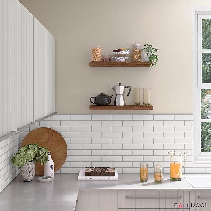 Ballucci Floating Shelves, 24" Wood Wall Shelf Set of 2, with Invisible Brackets for Bathroom, Living Room, Bedroom, Kitchen,