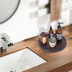Round Decorative Tray Wood Bathroom Counter Organizer Farmhouse Kitchen Decor Wooden Riser for Soap Dish, Perfume, Candle, Sp