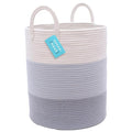OrganiHaus Large Gray Woven Laundry Basket w/Handles 52L, Rope Dirty Clothes Hamper, Blanket Basket for Living Room, Baby Lau