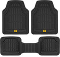 Cat® ToughRide™ Heavy-Duty 3 Piece Rubber All Season Floor Mats for Car Truck Van SUV, Black - Premium Trim to Fit Cars Floor Mat, All Weather Deep Dish Automotive Floor Mats, Total Dirt Protection