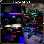 Dreamcolor Acrylic Interior Car LED Strip Lights, 6 in 1 Ambient Lighting Kit with Wireless APP, Dynamic Chasing Music Sync Fiber Optic Lights with DIY Mode, Car Inside Lighting Accessories