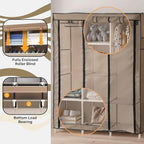DivaDee Portable Wardrobe Closet with Cover – Freestanding Clothes Organizer with 8 Storage Shelves & Dual Hanging Rods – Spa