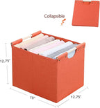 HOONEX Large Collapsible Storage Bins, Linen Fabric, Pack of 2, Storage Baskets with Wooden Carry Handles and Sturdy Heavy Ca