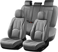 Coverado Car Seat Covers Full Set, Premium Nappa Leather Seat Covers for Car, Waterproof Car Seat Protector with Lumbar Suppo