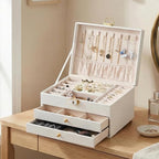3 Layer Jewelry Box, Jewelry Holder Organizer with Jewelry Organizer Drawer, Large Jewelry Boxes & Organizer with Velvet Earr