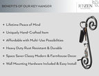 RTZEN Farmhouse Small Key Holder for Wall - Handcrafted Swirl Decorative 5 Key Hooks for Home Entryway - Wrought Iron Wall Mo