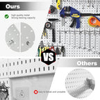 Pegboard Smith 16x16 inch Wall Organizer Pegboard Panels, Gray Metal Pegboard for Tool Storage, Workbench Tools Organization 