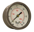 Winters 2-1/2" Dial Size, Liquid Filled Industrial Pressure Gauge, Brass Internals, 304 Stainless Steel Case, Dual Scale 0-300 psi/kPa, 1.5% Acc, 1/4" NPT Back Mount, Glycerin Filled Pressure Gauge